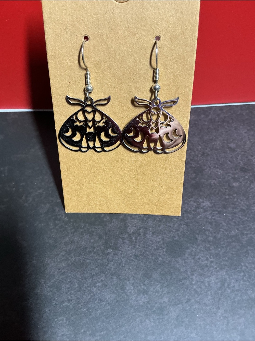 Crescent Moon Moth Earrings